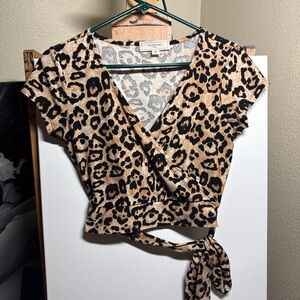 Forever 21 Animal Print Wrap Crop Top